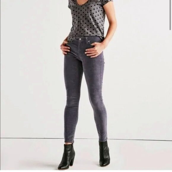 Lucky Brand Womens Ava Skinny Jeans Gray Size 6/28 Corduroy Stretch Mid Rise - Picture 1 of 7